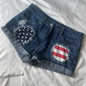 American Flag Jean Shorts